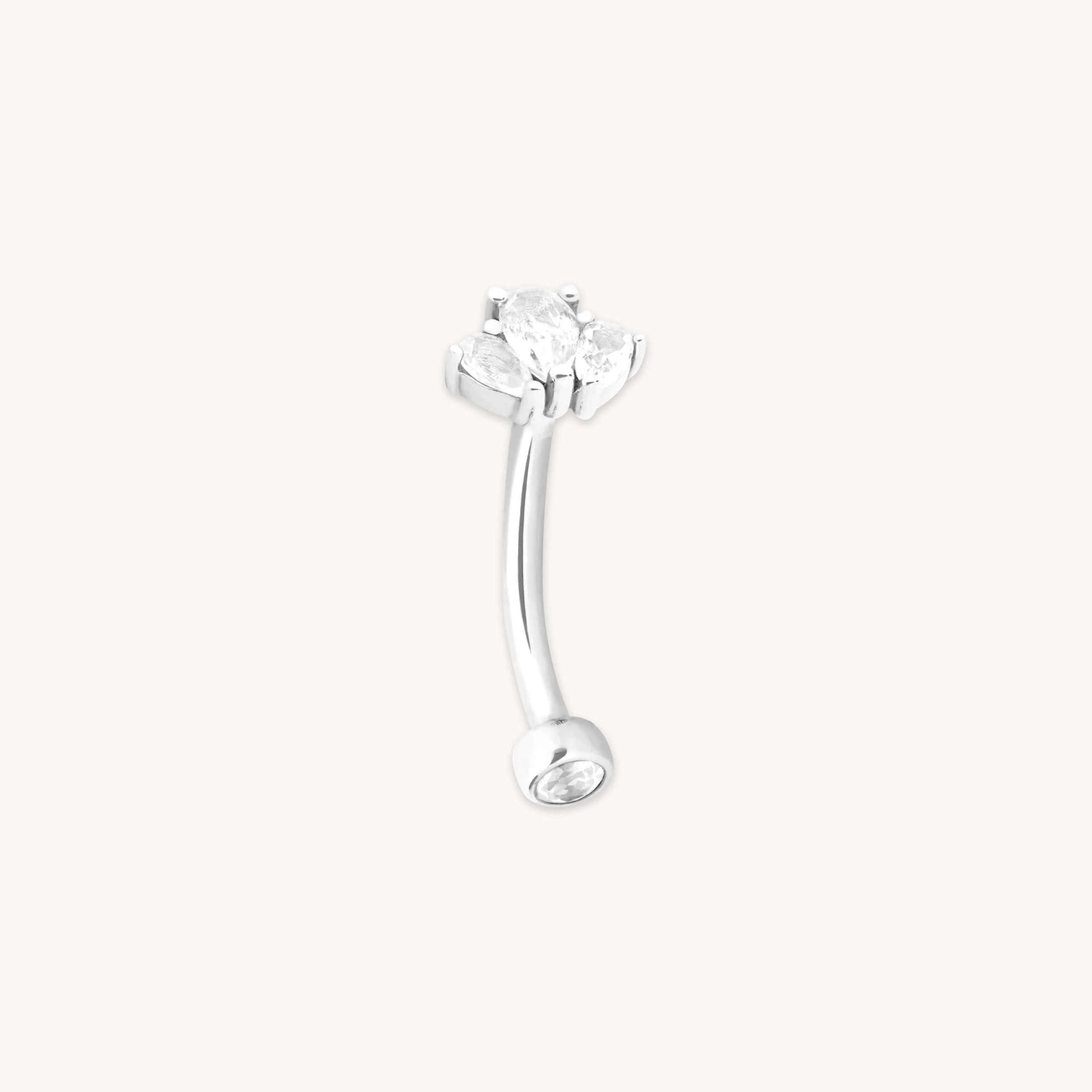 Topaz Cluster Rook Bar in Solid White Gold