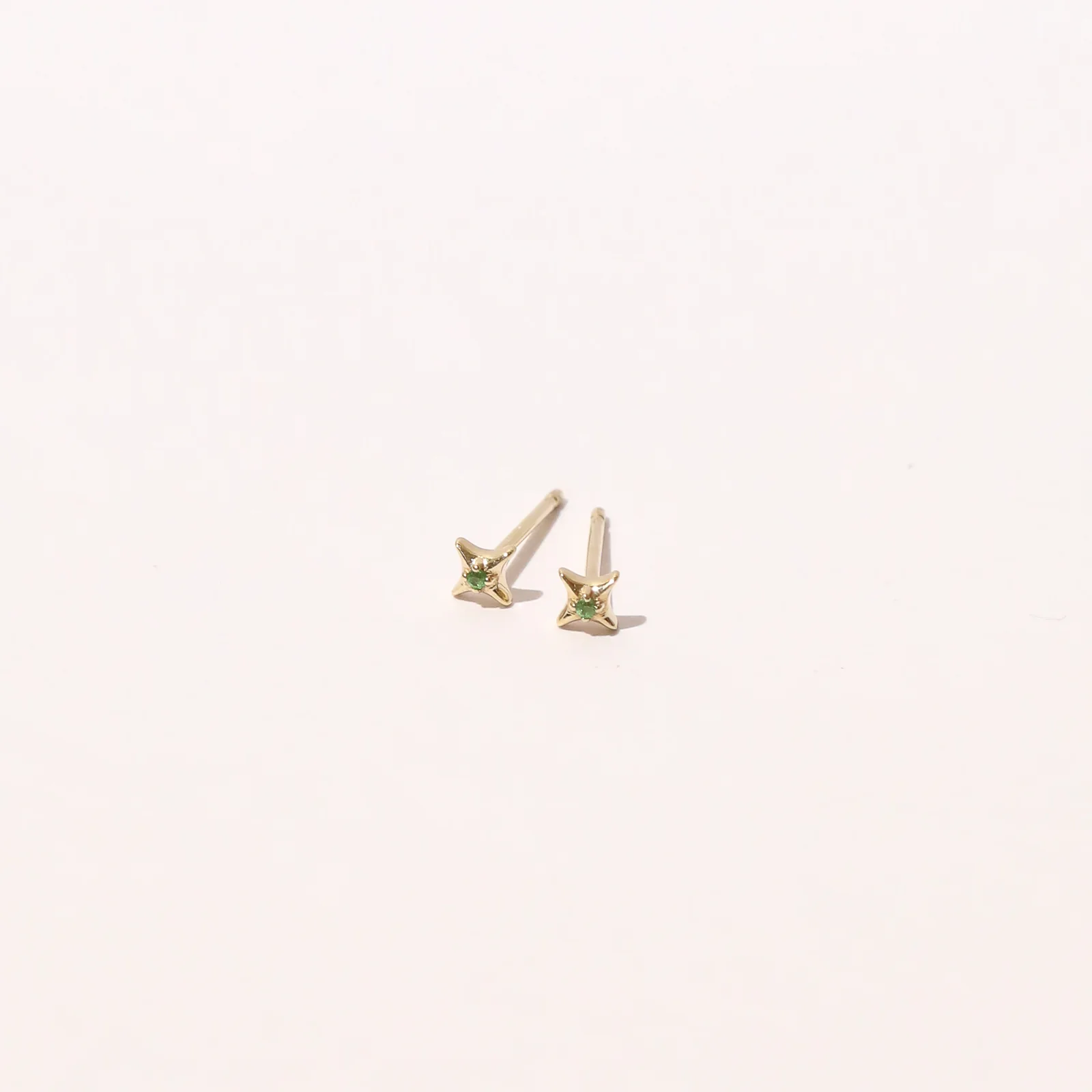Cosmic Star Tsavorite Stud Earrings in Solid Gold - Image 3