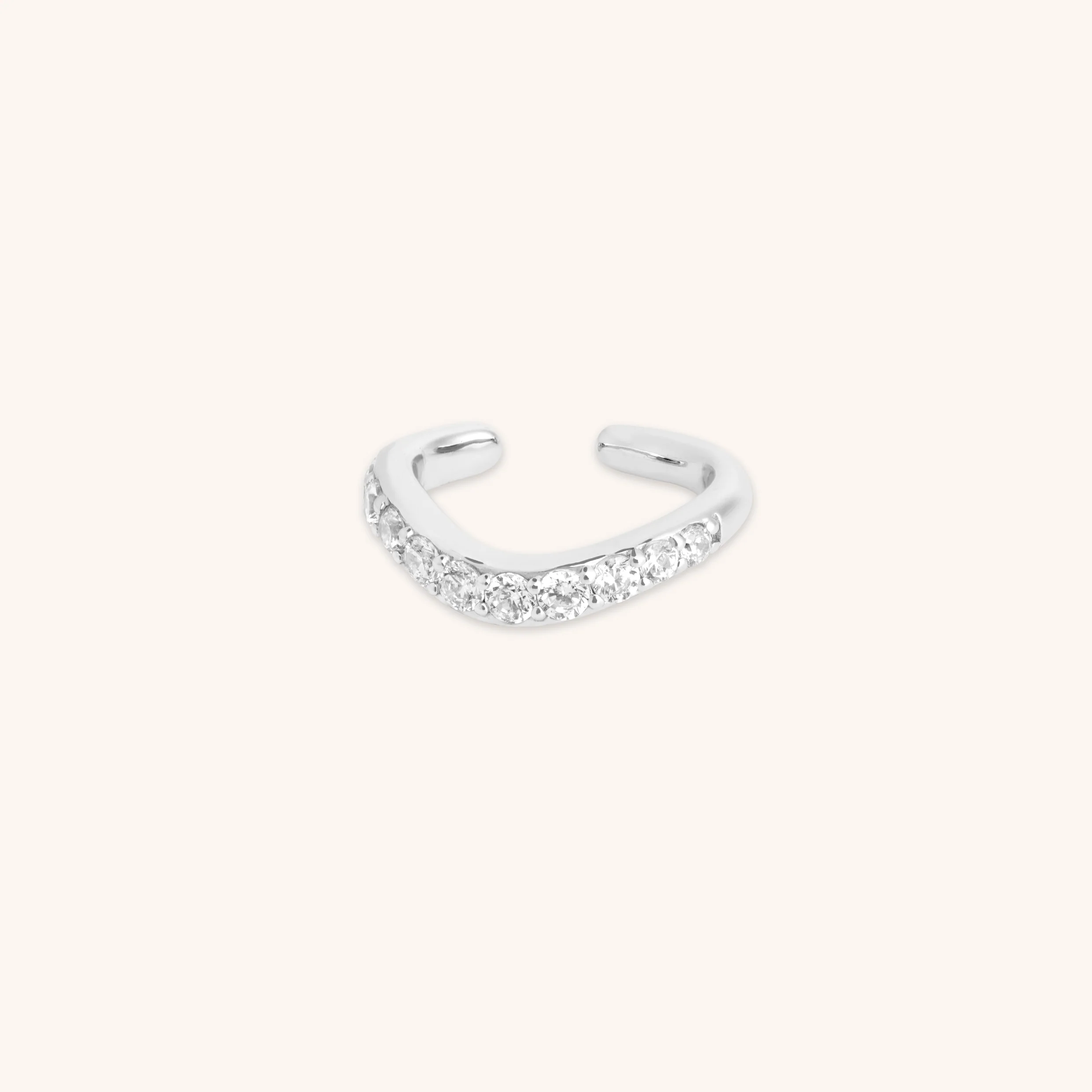 Wave Crystal Ear Cuff in Silver