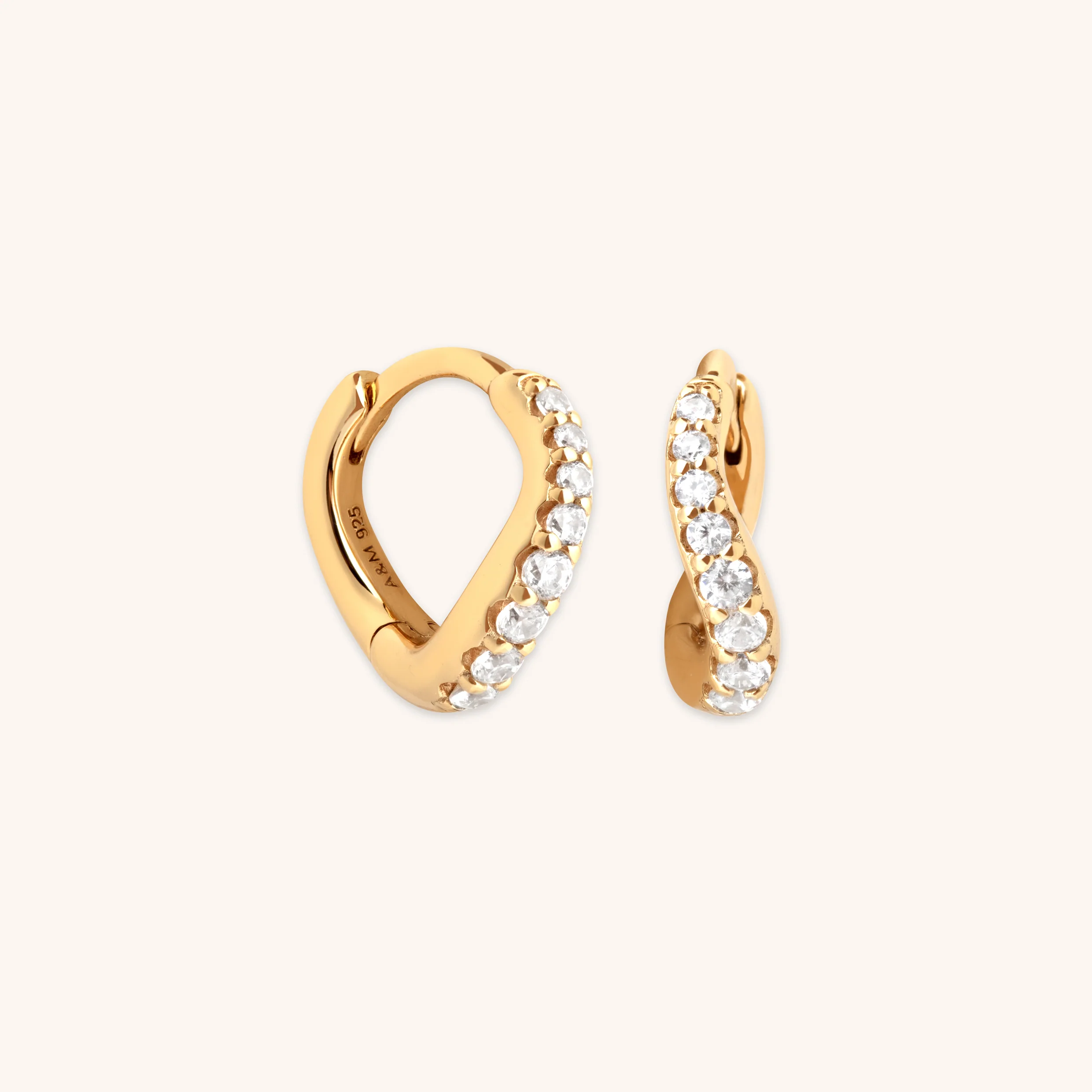 Wave Crystal Huggies in Gold