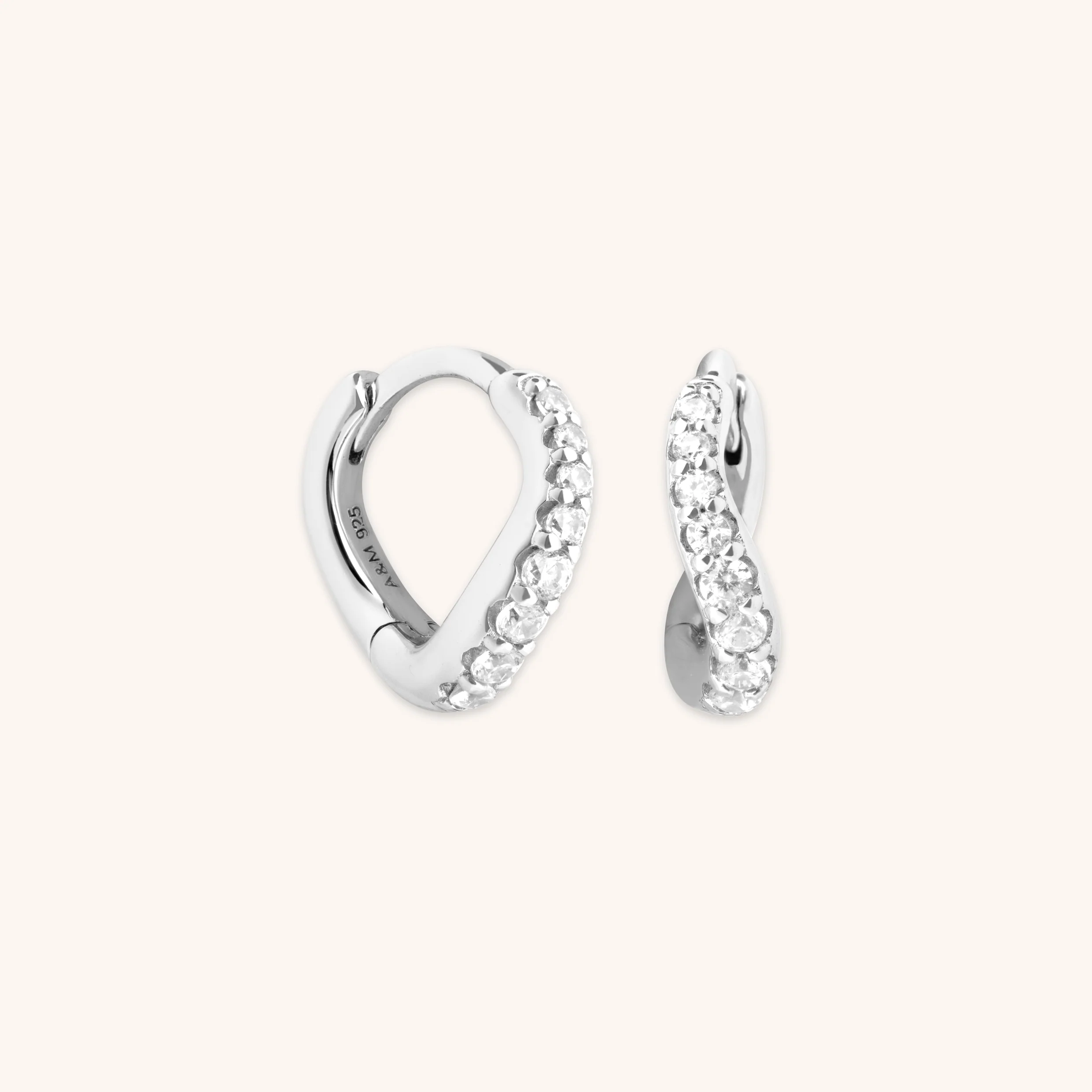 Wave Crystal Huggies in Silver